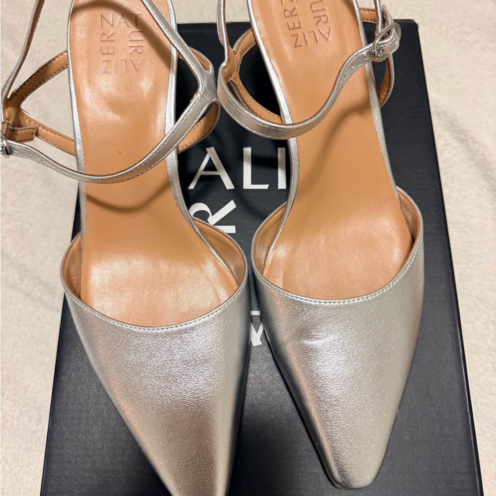 Naturalizer Silver Strappy Heels